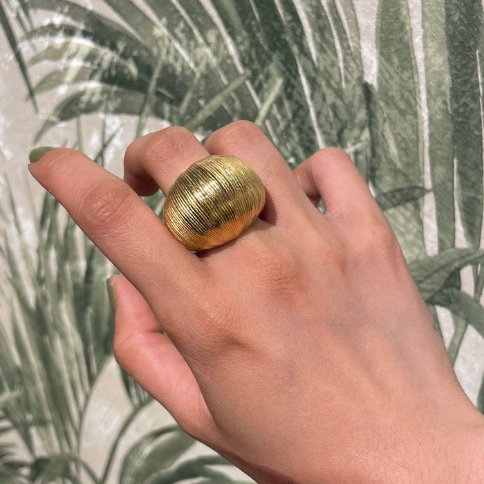 Bague rayée en acier inoxydable plaqué or, taille ajustable