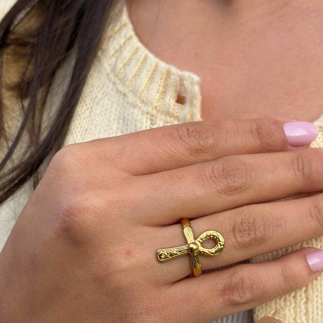 Bague Ankh Acier Inoxydable