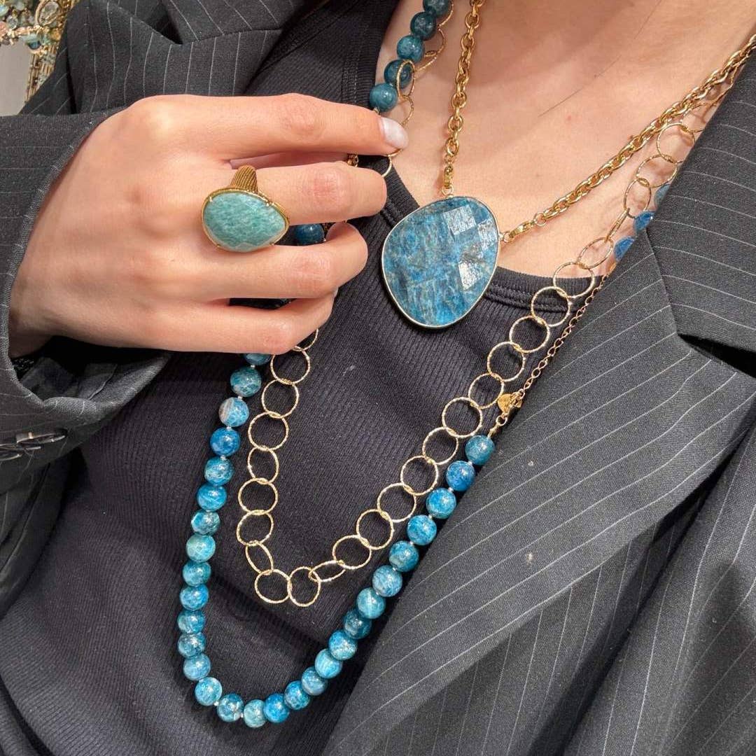 Collier acier inoxydable pierre naturelle