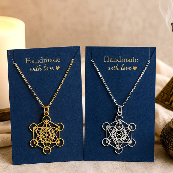 Collier Cube de Métatron en acier inoxydable, géométrie sacrée